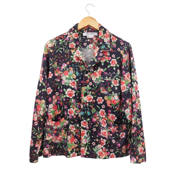 Comme des Garcons Floral Button Down Silk‎ Shirt Womens Small Made In Japan